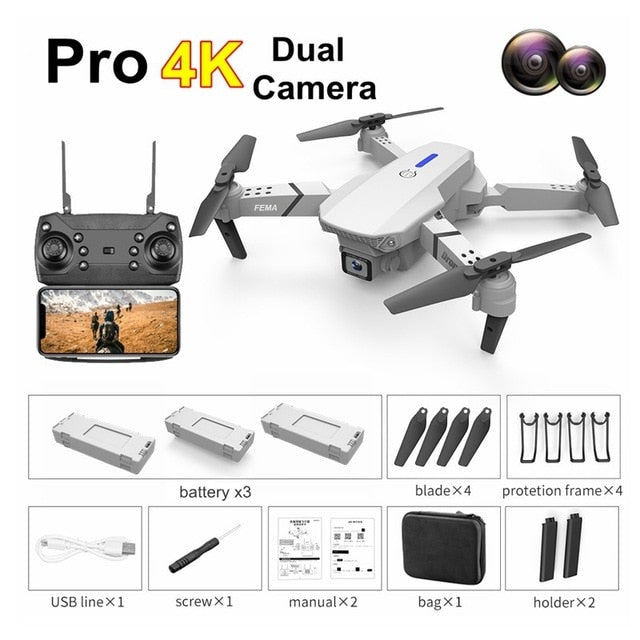 FEMA E525 E525S GPS Drone with 4K / 1080P 5G Wifi FPV HD Wide Angle Camera Foldable Mini Dron RC Quadcopter Follow Me VS E520S No GPS P 4K 3B White China - Tophatter Daily Deals
