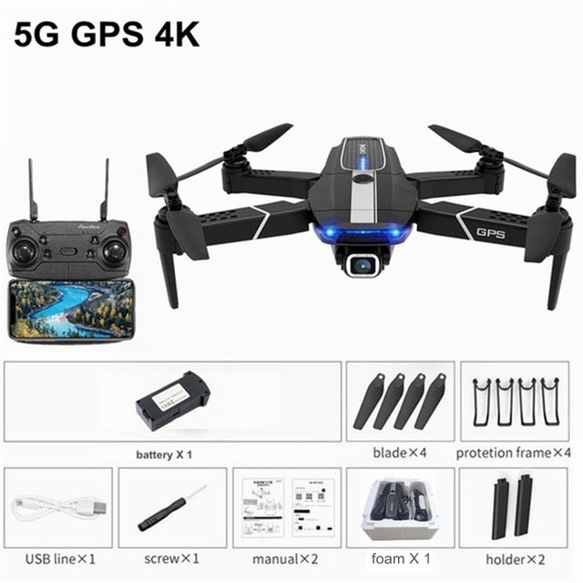FEMA E525 E525S GPS Drone with 4K / 1080P 5G Wifi FPV HD Wide Angle Camera Foldable Mini Dron RC Quadcopter Follow Me VS E520S 5G GPS 4K 1B foam China - Tophatter Daily Deals