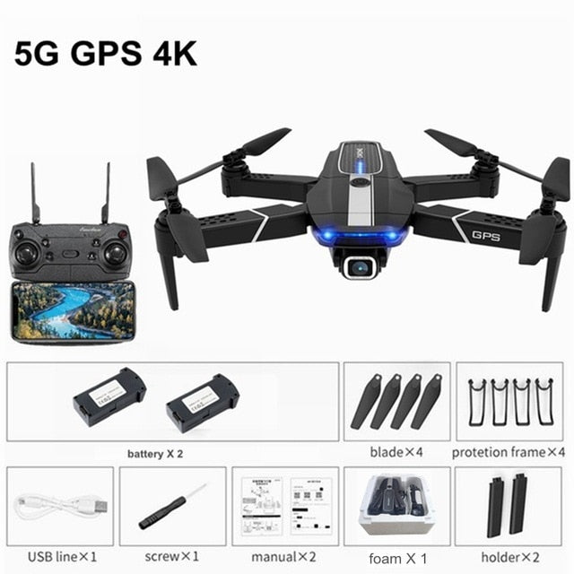 FEMA E525 E525S GPS Drone with 4K / 1080P 5G Wifi FPV HD Wide Angle Camera Foldable Mini Dron RC Quadcopter Follow Me VS E520S 5G GPS 4K 2B foam China - Tophatter Daily Deals