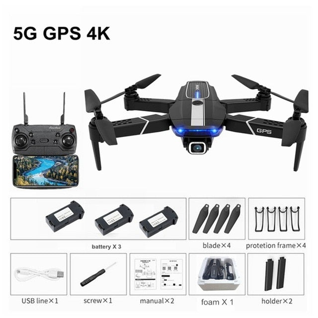 FEMA E525 E525S GPS Drone with 4K / 1080P 5G Wifi FPV HD Wide Angle Camera Foldable Mini Dron RC Quadcopter Follow Me VS E520S 5G GPS 4K 3B foam China - Tophatter Daily Deals