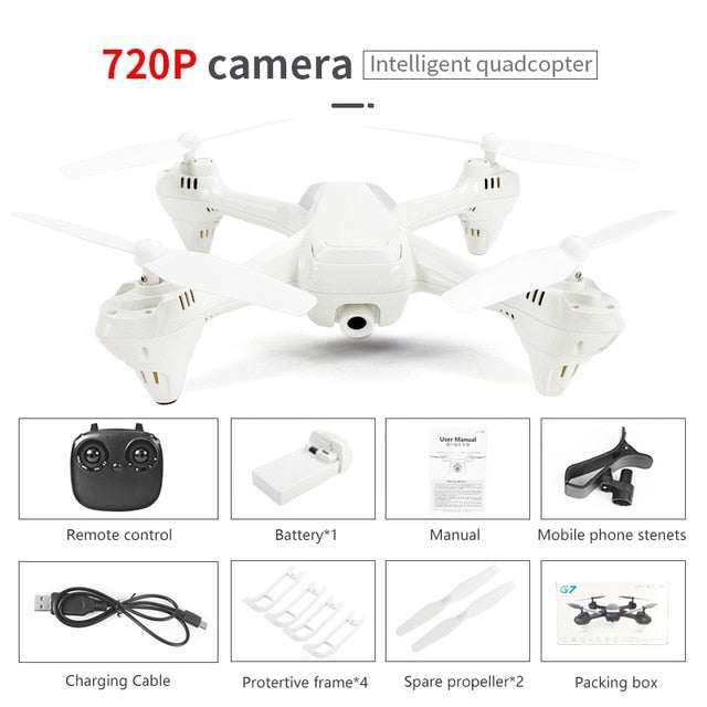 G7 Fpv Drones With Cameras HD 1080P RC Quadcopter Wifi Drone Live Camera Video Dron 20 Minutes Battery Life Altitude Hold Drones 720P White - Tophatter Daily Deals