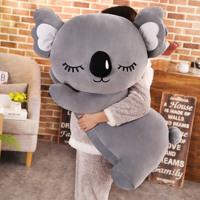 Sleeping Koala Plush Giant 35cm, 50cm, 60cm or 75cm Pink or Grey Grey Animals - Tophatter Daily Deals