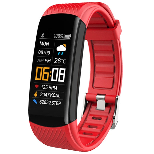 Fitness Bracelet Ip67 Waterproof Sport Fitness Tracker Blood Pressure Heart Rate Pedometer Smart Band Watch For Android IOS C5S Red - Tophatter Daily Deals