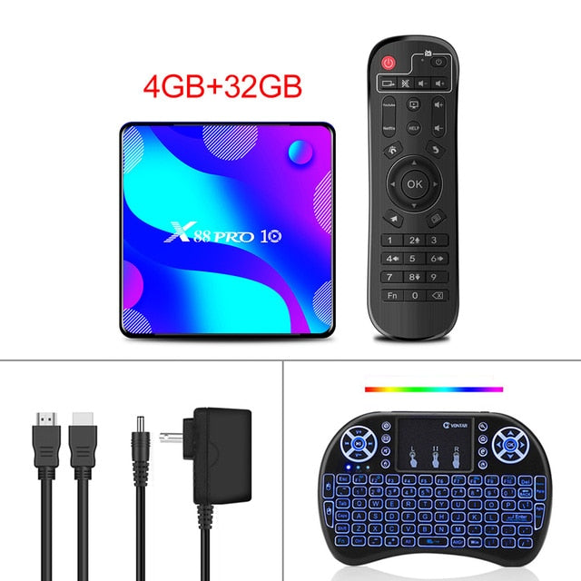 2020 Smart TV Box Android 10 X88 PRO 10 Max 4GB 64GB TVBOX Rockchip RK3318 4K 60fps USB3.0 Google PlayStore Youtube Set top Box 4GB 32GB Backlit i8 - Tophatter Daily Deals