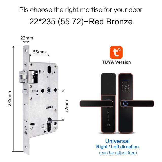 New X5 Waterproof Tuya Biometric Fingerprint Lock, Security Intelligent Smart Lock With WiFi APP Password RFID Door Lock red 5572 - Tophatter Daily Deals