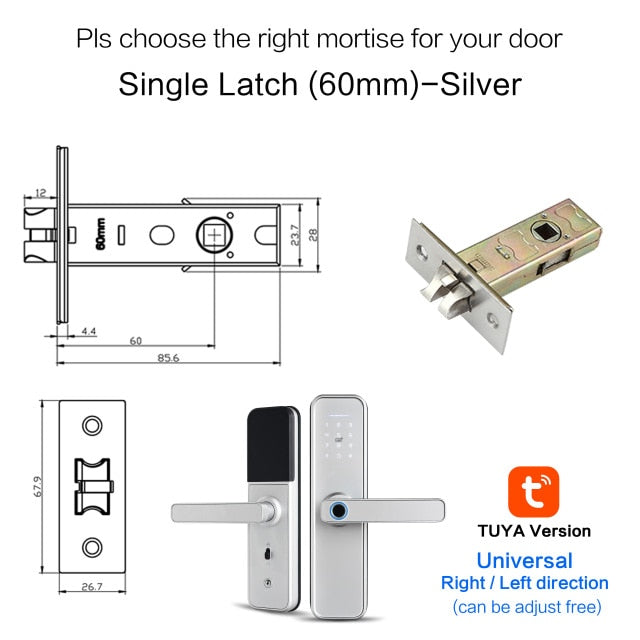 New X5 Waterproof Tuya Biometric Fingerprint Lock, Security Intelligent Smart Lock With WiFi APP Password RFID Door Lock silver 60 - Tophatter Daily Deals