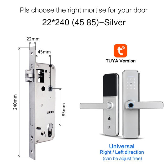 New X5 Waterproof Tuya Biometric Fingerprint Lock, Security Intelligent Smart Lock With WiFi APP Password RFID Door Lock silver 4585 - Tophatter Daily Deals
