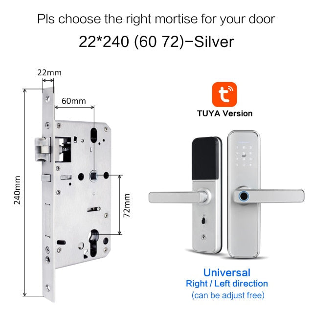 New X5 Waterproof Tuya Biometric Fingerprint Lock, Security Intelligent Smart Lock With WiFi APP Password RFID Door Lock silver 6072 - Tophatter Daily Deals