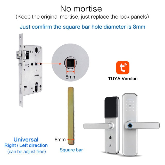 New X5 Waterproof Tuya Biometric Fingerprint Lock, Security Intelligent Smart Lock With WiFi APP Password RFID Door Lock silver no mortise - Tophatter Daily Deals