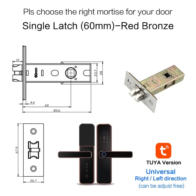 New X5 Waterproof Tuya Biometric Fingerprint Lock, Security Intelligent Smart Lock With WiFi APP Password RFID Door Lock red 60 - Tophatter Daily Deals
