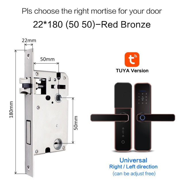 New X5 Waterproof Tuya Biometric Fingerprint Lock, Security Intelligent Smart Lock With WiFi APP Password RFID Door Lock red 1805050 - Tophatter Daily Deals