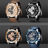 Multifunction Brown Luxury New Men's Watches Quartz Sport Chronograph Elegant Leather Bracelet Men Wrist Watch Watches - Tophatter Daily Deals