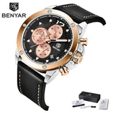 Multifunction Brown Luxury New Men's Watches Quartz Sport Chronograph Elegant Leather Bracelet Men Wrist Watch Gold Black Watches - Tophatter Daily Deals