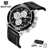 Multifunction Brown Luxury New Men's Watches Quartz Sport Chronograph Elegant Leather Bracelet Men Wrist Watch Black Watches - Tophatter Daily Deals