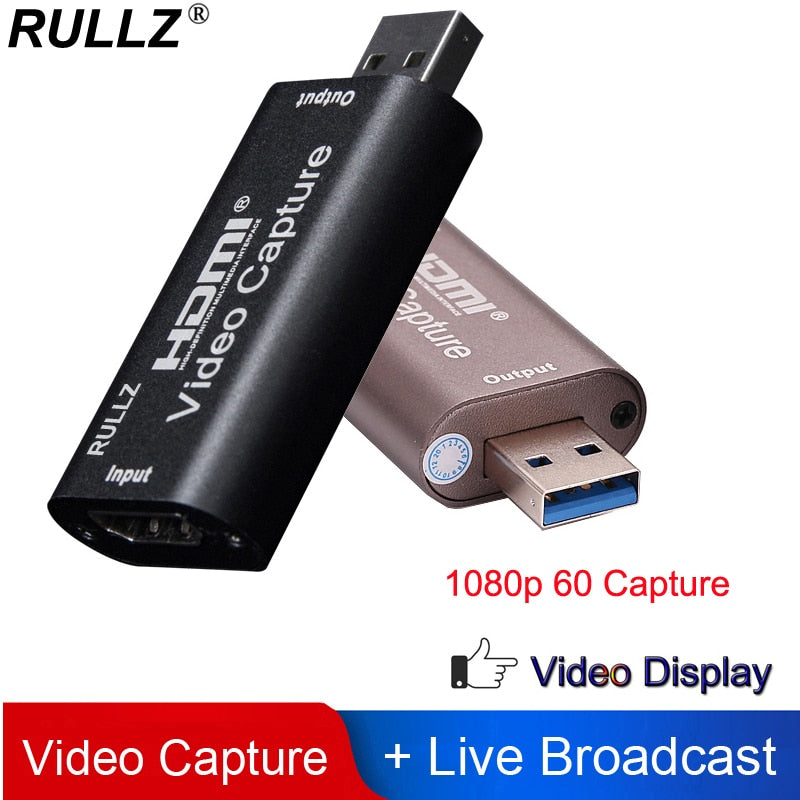 Rullz 4K Video Capture Card USB 3.0 2.0 HDMI Video Grabber Record Box for PS4 Game DVD Camcorder Camera Recording Live Streaming - Tophatter Daily Deals