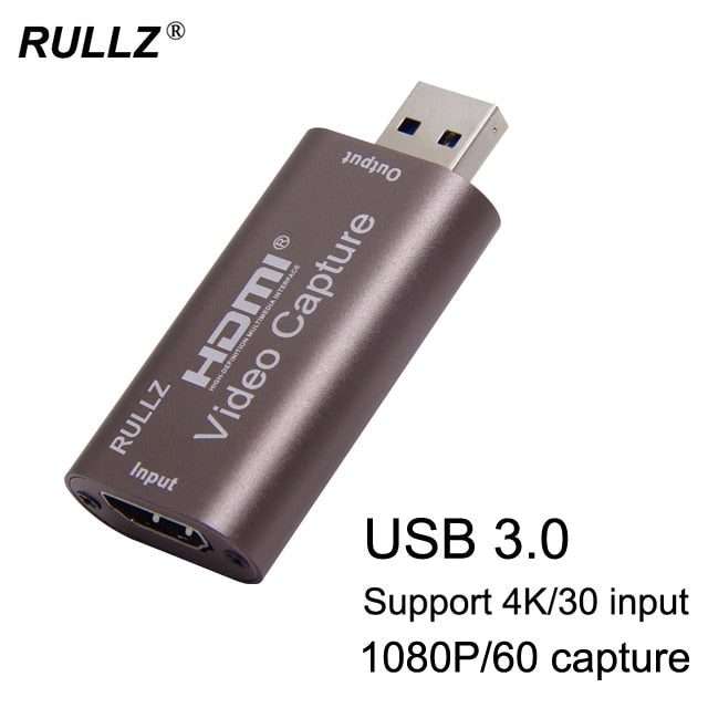 Rullz 4K Video Capture Card USB 3.0 2.0 HDMI Video Grabber Record Box for PS4 Game DVD Camcorder Camera Recording Live Streaming Coffee USB 3.0 - Tophatter Daily Deals