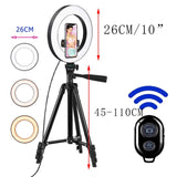 26cm Photo Ringlight Led Selfie Ring Light Phone Bluetooth Remote Lamp Photography Lighting Tripod Holder Youtube Video 102Cm-black - Tophatter Daily Deals