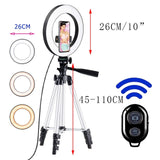 26cm Photo Ringlight Led Selfie Ring Light Phone Bluetooth Remote Lamp Photography Lighting Tripod Holder Youtube Video 102Cm-selver - Tophatter Daily Deals