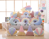 Pastel Rainbow Cloud Plush Moon Multicoloured Stripey Candy Star Moon Plush Rainbows - Tophatter Daily Deals