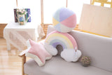 Pastel Rainbow Cloud Plush Moon Multicoloured Stripey Candy Star Moon Plush Rainbows - Tophatter Daily Deals