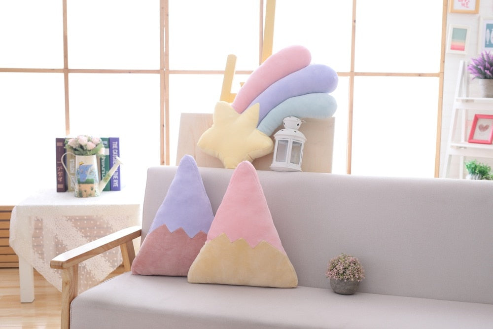 Pastel Rainbow Cloud Plush Moon Multicoloured Stripey Candy Star Moon Plush Rainbows - Tophatter Daily Deals