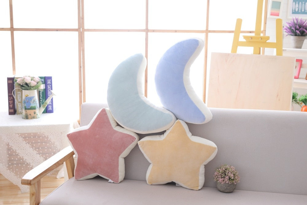 Pastel Rainbow Cloud Plush Moon Multicoloured Stripey Candy Star Moon Plush Rainbows - Tophatter Daily Deals