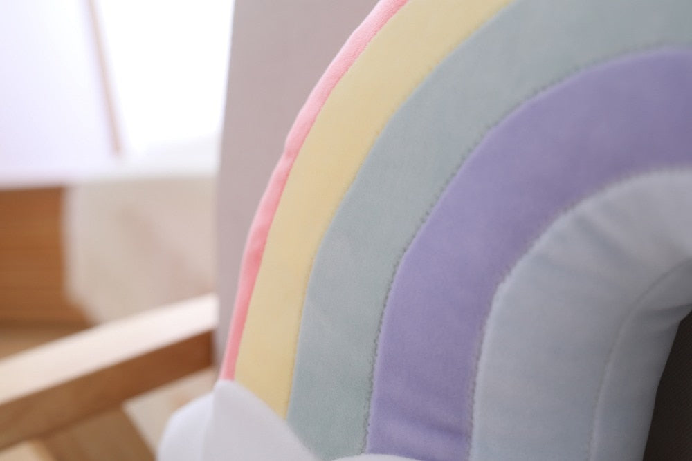 Pastel Rainbow Cloud Plush Moon Multicoloured Stripey Candy Star Moon Plush Rainbows - Tophatter Daily Deals