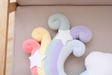 Pastel Rainbow Cloud Plush Moon Multicoloured Stripey Candy Star Moon Plush Rainbows - Tophatter Daily Deals