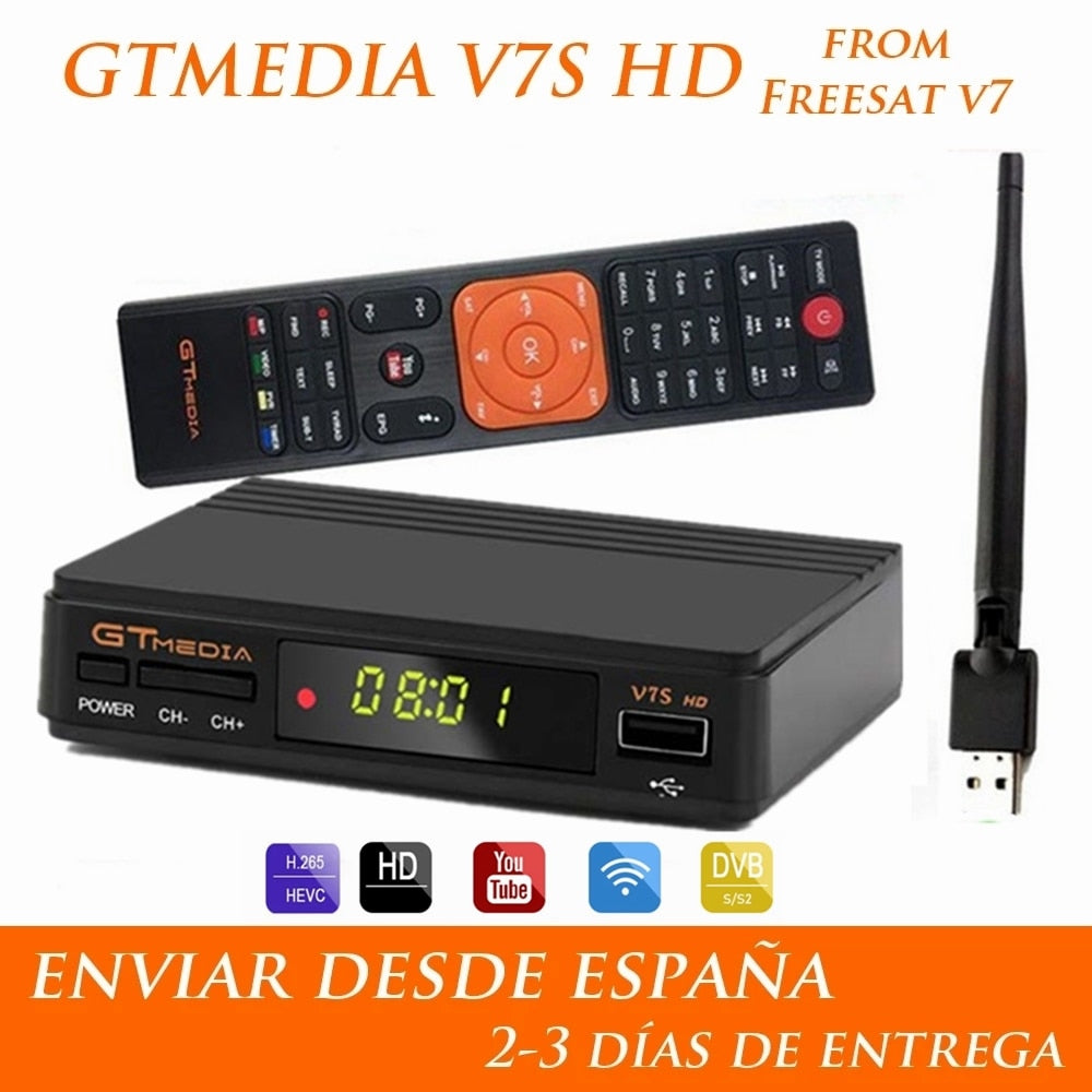 High quality gtmedia v7s Powered by freesat v7 support 1080P USB Wifi Gt media V7S HD H.265 satellite TV receiver No app - Tophatter Daily Deals