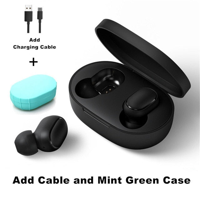 Original Xiaomi Redmi Airdots 2 TWS Earphone True Wireless Bluetooth 5.0 Stereo Bass With Mic Handsfree Earbuds AI Control Add Cable Green Case - Tophatter Daily Deals