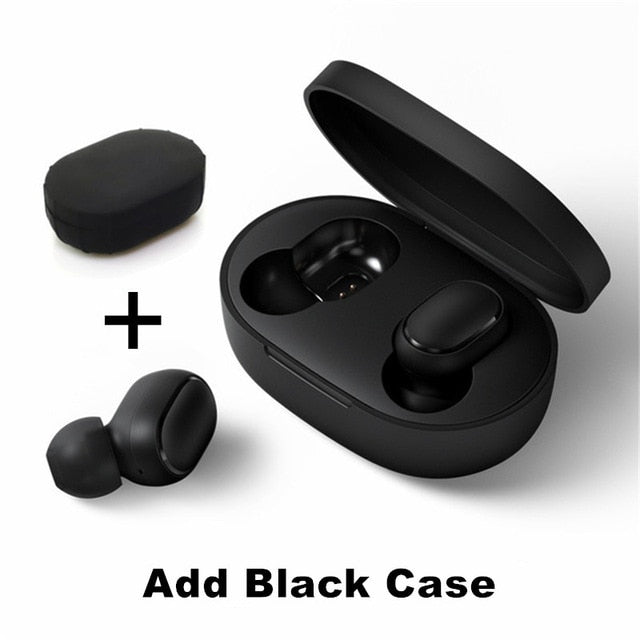 Original Xiaomi Redmi Airdots 2 TWS Earphone True Wireless Bluetooth 5.0 Stereo Bass With Mic Handsfree Earbuds AI Control Redmi Black Case - Tophatter Daily Deals