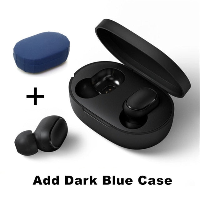 Original Xiaomi Redmi Airdots 2 TWS Earphone True Wireless Bluetooth 5.0 Stereo Bass With Mic Handsfree Earbuds AI Control Redmi Blue Case - Tophatter Daily Deals