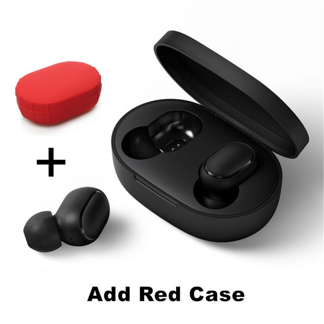 Original Xiaomi Redmi Airdots 2 TWS Earphone True Wireless Bluetooth 5.0 Stereo Bass With Mic Handsfree Earbuds AI Control Redmi Red Case - Tophatter Daily Deals