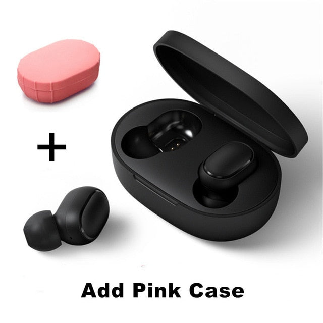Original Xiaomi Redmi Airdots 2 TWS Earphone True Wireless Bluetooth 5.0 Stereo Bass With Mic Handsfree Earbuds AI Control Redmi Pink Case - Tophatter Daily Deals