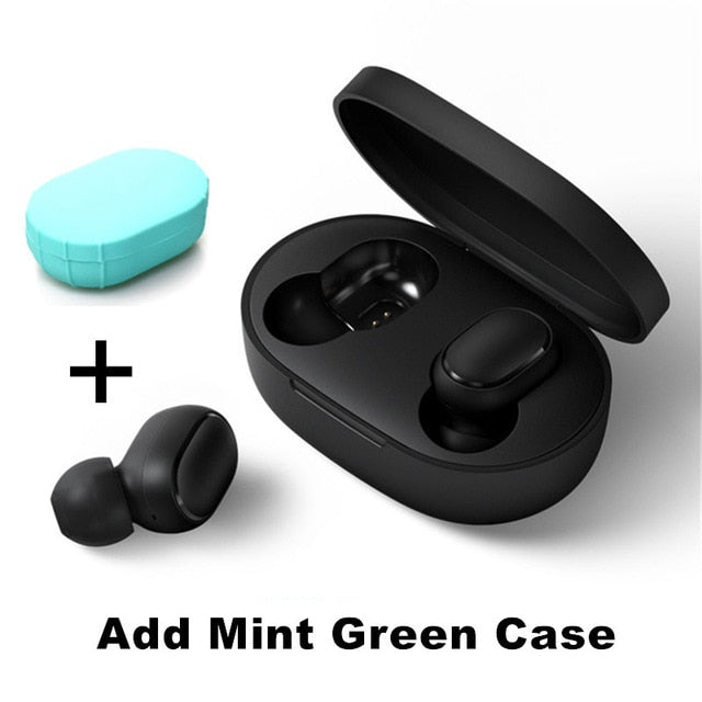 Original Xiaomi Redmi Airdots 2 TWS Earphone True Wireless Bluetooth 5.0 Stereo Bass With Mic Handsfree Earbuds AI Control Redmi Green Case - Tophatter Daily Deals