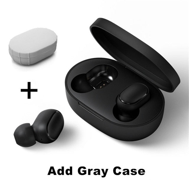 Original Xiaomi Redmi Airdots 2 TWS Earphone True Wireless Bluetooth 5.0 Stereo Bass With Mic Handsfree Earbuds AI Control Redmi Gray Case - Tophatter Daily Deals