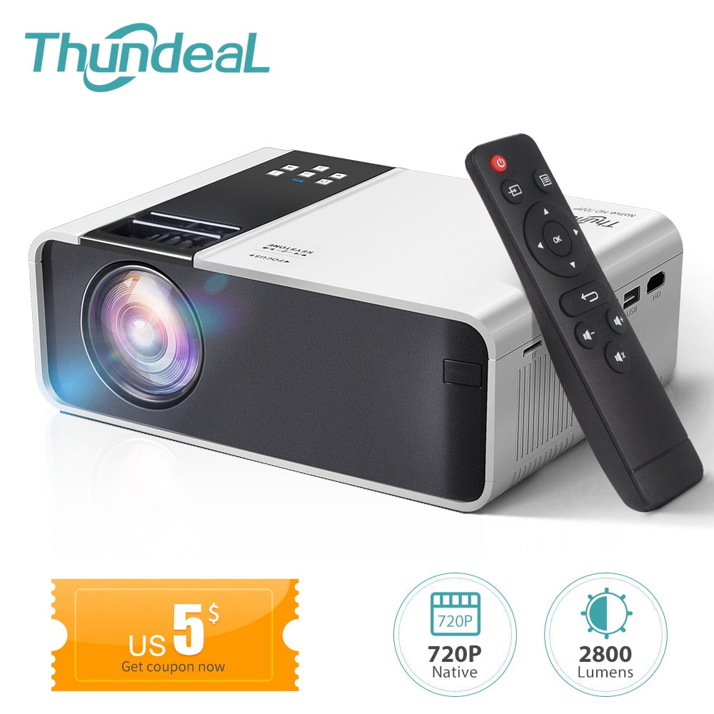 ThundeaL HD Mini Projector TD90 Native 1280 x 720P LED Android WiFi Projector Video Home Cinema 3D HDMI Movie Game Proyector - Tophatter Daily Deals