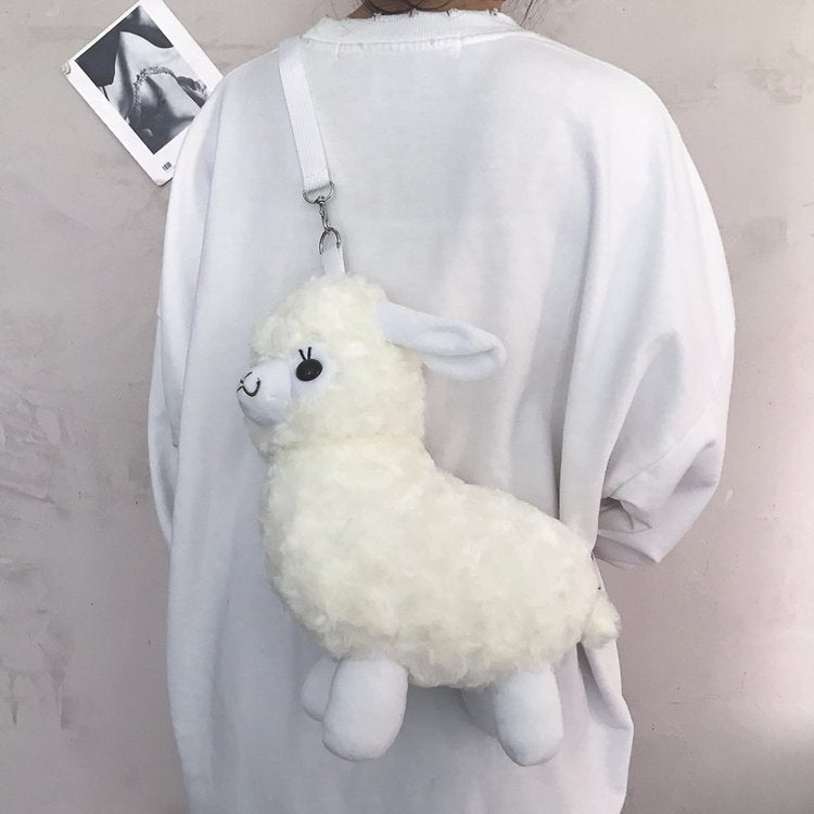 Cute Alpaca Plush Bag CrossBody Shoulder Purse Wallet Pouch Animals - Tophatter Daily Deals