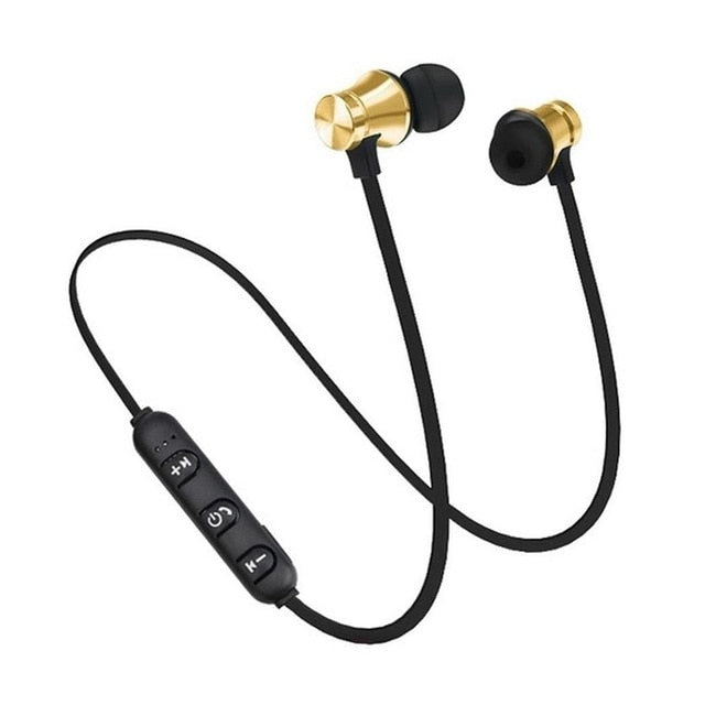 Magnetic Wireless bluetooth Earphone XT11 music headset Phone Neckband sport Earbuds Earphone with Mic For iPhone Samsung Xiaomi Golden - Tophatter Daily Deals