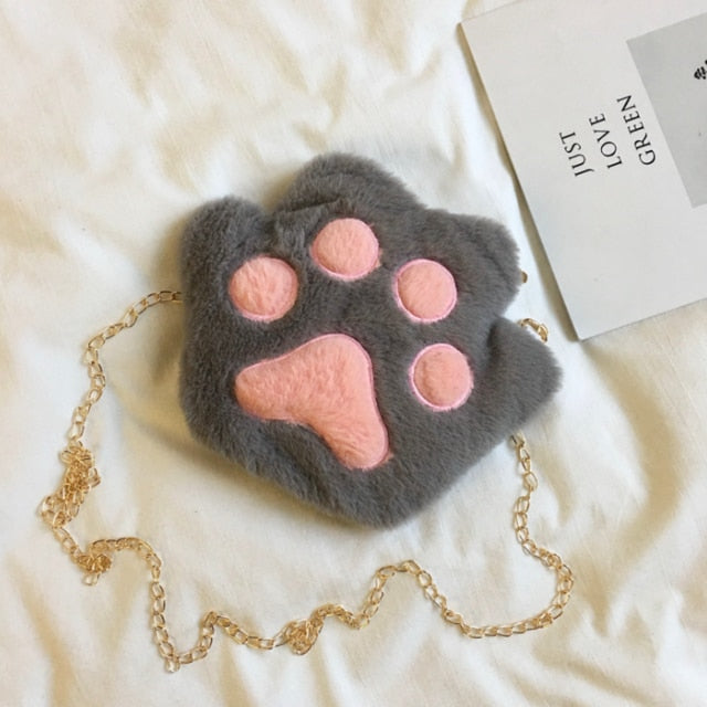 Cat Paw Chain Crossbody Bag Grey Animals - Tophatter Daily Deals