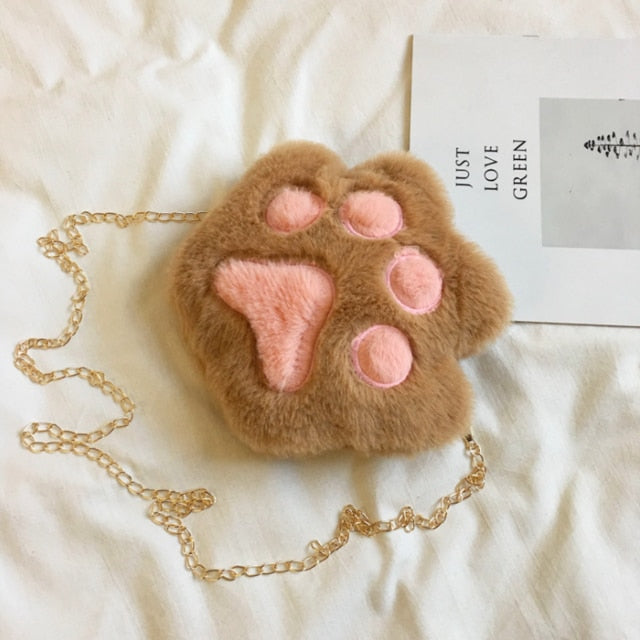 Cat Paw Chain Crossbody Bag Brown Animals - Tophatter Daily Deals