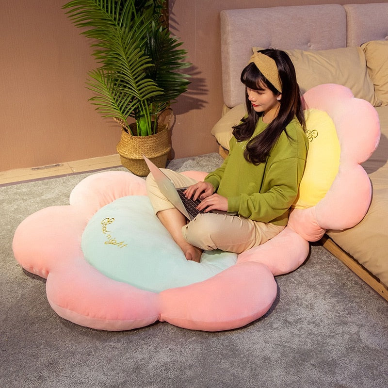 Candy Colors Pastel Flowers Plush Chair Cushion Carpet Floor Pillow Flowers - Tophatter Daily Deals