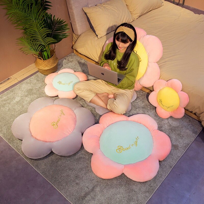 Candy Colors Pastel Flowers Plush Chair Cushion Carpet Floor Pillow Flowers - Tophatter Daily Deals