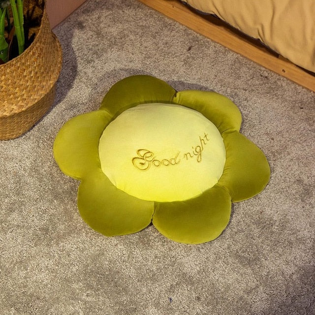 Candy Colors Pastel Flowers Plush Chair Cushion Carpet Floor Pillow Green & Yellow Flowers - Tophatter Daily Deals