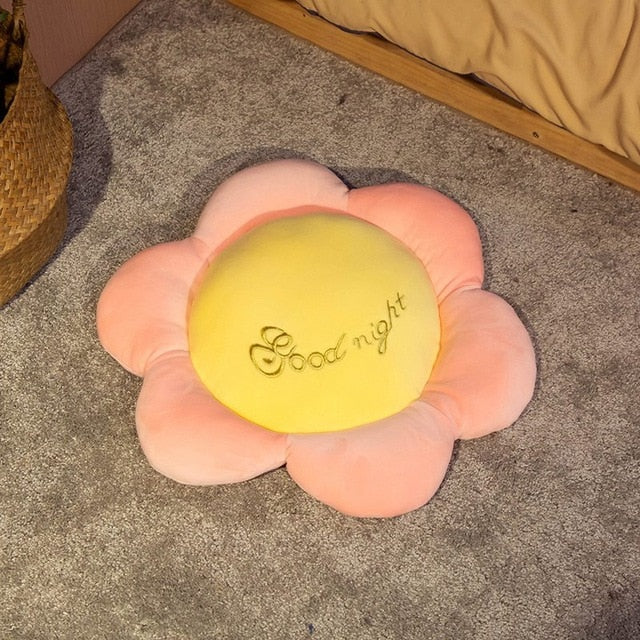 Candy Colors Pastel Flowers Plush Chair Cushion Carpet Floor Pillow Pink & Yellow Flowers - Tophatter Daily Deals