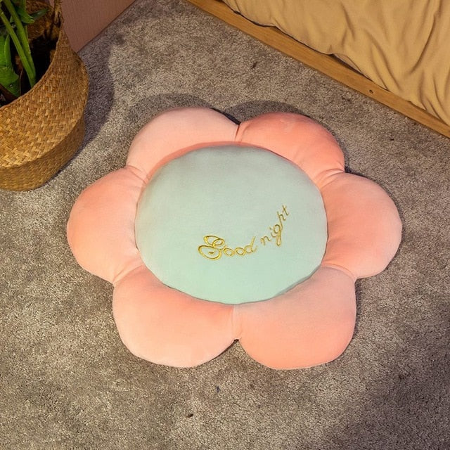 Candy Colors Pastel Flowers Plush Chair Cushion Carpet Floor Pillow Pink & Blue Flowers - Tophatter Daily Deals