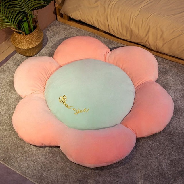Candy Colors Pastel Flowers Plush Chair Cushion Carpet Floor Pillow Pink & Blue 2 Flowers - Tophatter Daily Deals