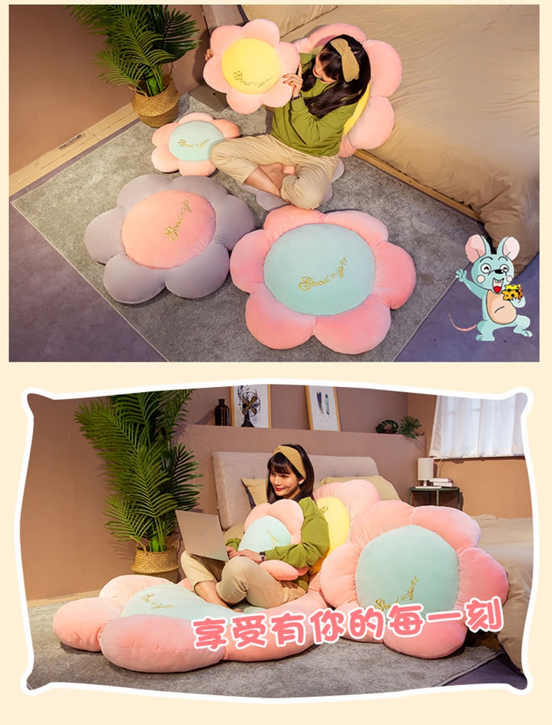 Candy Colors Pastel Flowers Plush Chair Cushion Carpet Floor Pillow Flowers - Tophatter Daily Deals