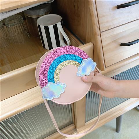 Mini Crossbody Bag Glitter Sequins Rainbow Multicoloured Pink Rainbows - Tophatter Daily Deals