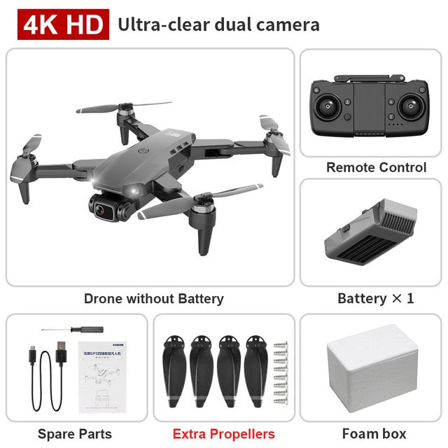 XKJ L900PRO GPS Drone 4K Dual HD Camera Professional Aerial Photography Brushless Motor Foldable Quadcopter RC Distance1200M Black Foambox - Tophatter Daily Deals